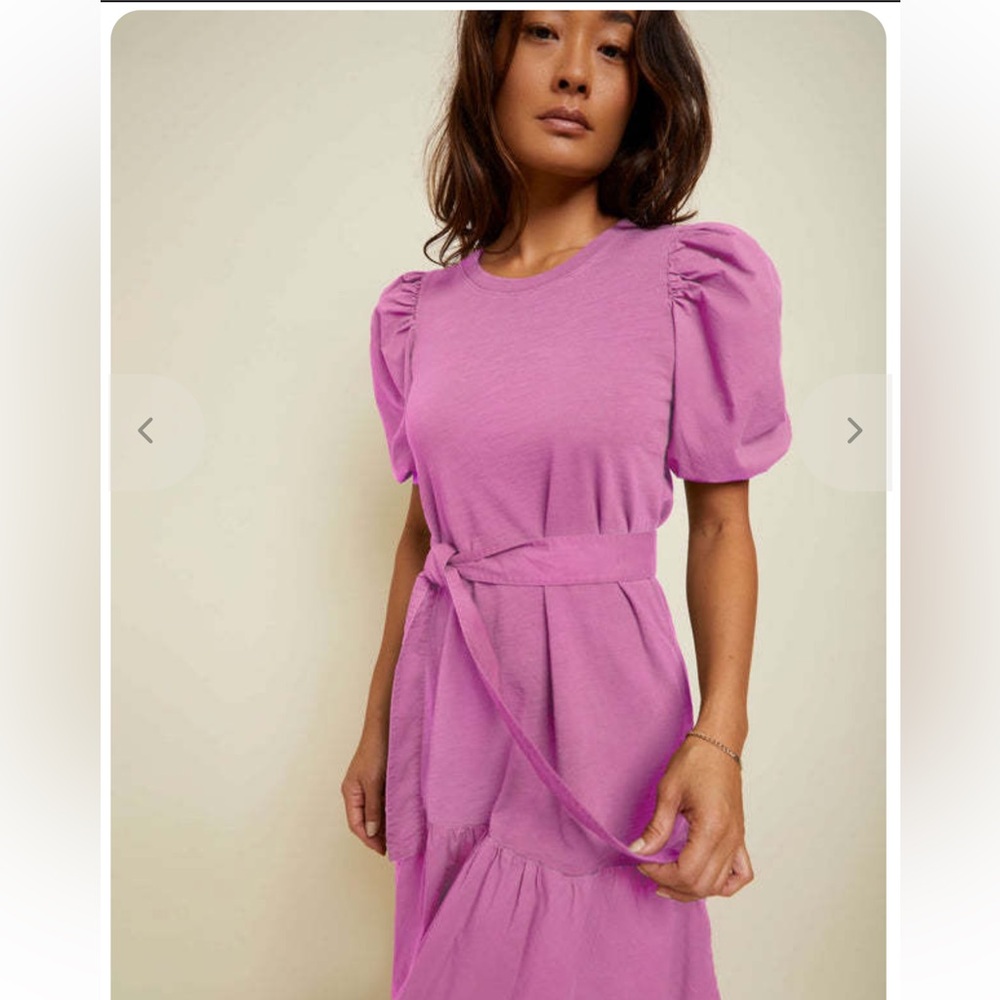 Nation Ltd Evangeline 100% Cotton Mini Dress, Puff Sleeve, "Prom Date” - XS